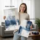 Devatz 3 Pcs Navy Blue Abstract Poster Wall Art Modern Minimalist Neutral Blue and Grey Paintings Pictures Wall Decor Print Artwork for Living Room Bedroom Office Home Decoration Unframed