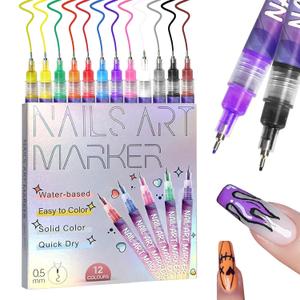 Mothers Day Gifts Nail Art Pens Set 12 Colors,Nail Art Markers Polish Pen 0.5mm for 3D Nail Art,Diy Nail Art Tools for Dotting Drawing Painting Point Liner for Home Salon