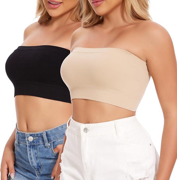 JOYSHAPER Strapless Bras for Women Seamless Padded Bandeau Bra Wireless Tube Top Bralette Comfort Tube Bra S