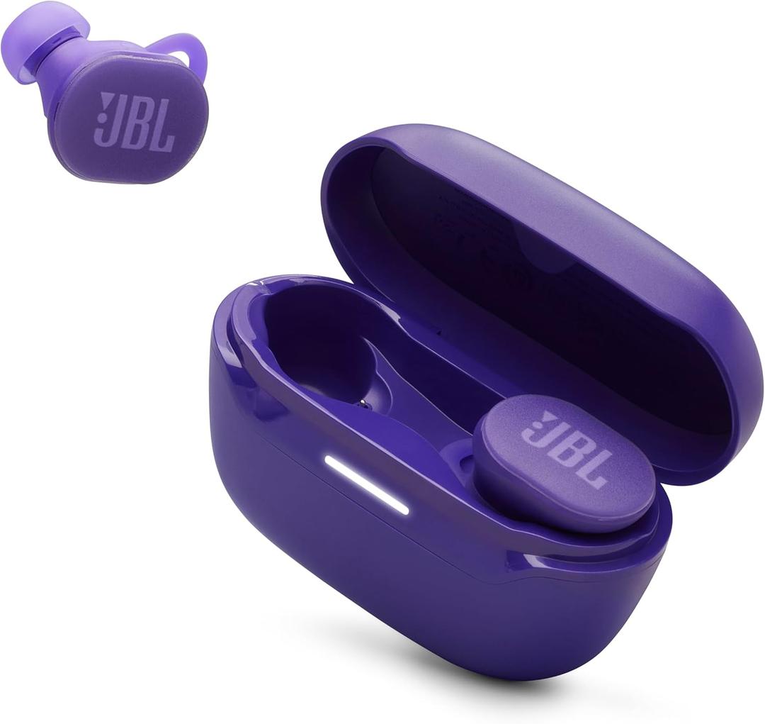 JBL Endurance Race 2 - Waterproof (IP68) sports true wireless earbuds with 4 mics for crisp, clear calls, JBL Pure Bass sound, 48Hrs of Playback, plus speed charging & Active Noise Cancelling (Purple)