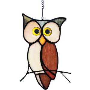Stained Glass Owl Window Hanging Sun Catcher Halloween Decoration Birthday Gifts for Lover and Friends