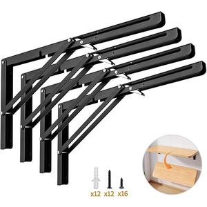 Yarssihha 16 Inch Folding Shelf Bracket, 4 Pack Heavy Duty Wall Mounted Foldable Brackets, Space-Saving Metal Collapsible Shelf Brackets, Max Load:180lbs