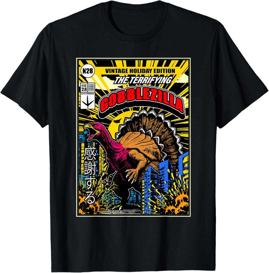 Thanksgiving Turkey Day Gobblezilla Funny Gobble Wobble T-Shirt, Size XL