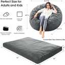ILPEOD Bean Bag Chairs for Adults - Giant Bean Bag Convertible Floor Sofa | 3 IN 1 Lounger Couch Sofa, Memory Foam Filling, Removable Velvet Cover, Machine Washable, Bedroom Living Room, Full Charcoal