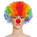 jiebor Clown Costume Clown Wig Red Nose Accessories for Halloween Parties Carnivals Pretend Play Men Women Adults Decorations