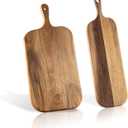 Wood Cutting Board Set with Handle for Kitchen Large and Small Long 2 Packs Acacia Wooden Kitchen Cutting Boards for Meat, Cheese, Bread,Vegetables Fruits- Charcuterie Board Serving Board