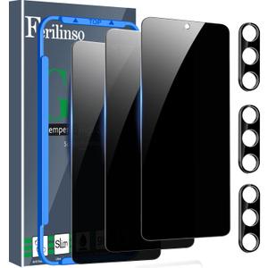 Ferilinso 3 Pack Privacy Screen Protector for Samsung Galaxy S26 Ultra with 3Pack Tempered Glass Camera Lens Protector Phone Case Friendly Accessories Protector de Pantalla for Samsung S26 Ultra