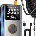 Tire Inflator Portable Air Compressor, Bike Pump, 150PSI Air Pump for Car Tires with LCD Dual Screen and Digital Tire Pressure Gauge, Air Compressor for Bicycle, Motorcycle, Compact Car, Ball (Silver)