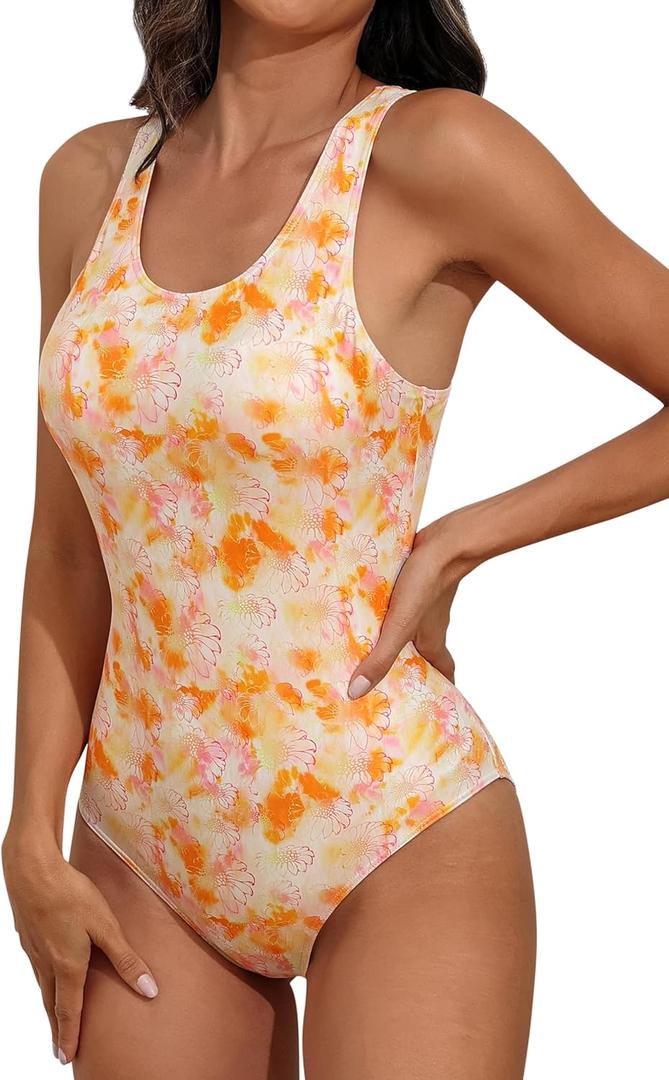 beautyin Women's Athletic One Piece Swimsuits Tummy Control Bathing Suits Slimming Sports Swimwear X-Large 