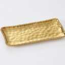 Pampa Bay Porcelain Medium Rectangular Tray, 13.5 x 6 Inch., Gold Metallic Matte Finish, Oven and Dishwasher Safe