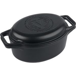 Victoria 6-Quart Cast Iron Oval Dutch Oven, Combination Combo Cooker Pot and Skillet, Bread Baker, Made in Colombia, 2-Piece Set