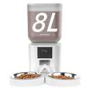Automatic Cat Feeder for 2 Cats  8L/34 Cups Large Capacity Auto Food Dispenser with LCD Screen, 2 Food Trays, Timed Cat Feeder, Up to 50 Portions 6 Meals Per Day, Keep Fresh