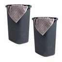 Mind Reader 60L Slim Laundry Hamper, Clothes Basket, Lid, Wicker Style, Plastic, 17.65"L x 13.75"W x 24.15"H, Set of 2, Gray