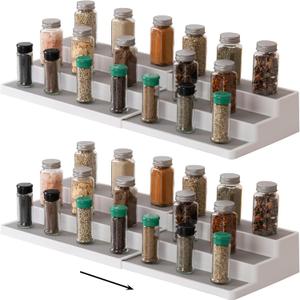 SIMPLEMADE 3-Tier Spice Rack Organizer - Versatile Storage Shelf for Kitchen, Bathroom, Bedroom & Office, Set of 2, Expandable White