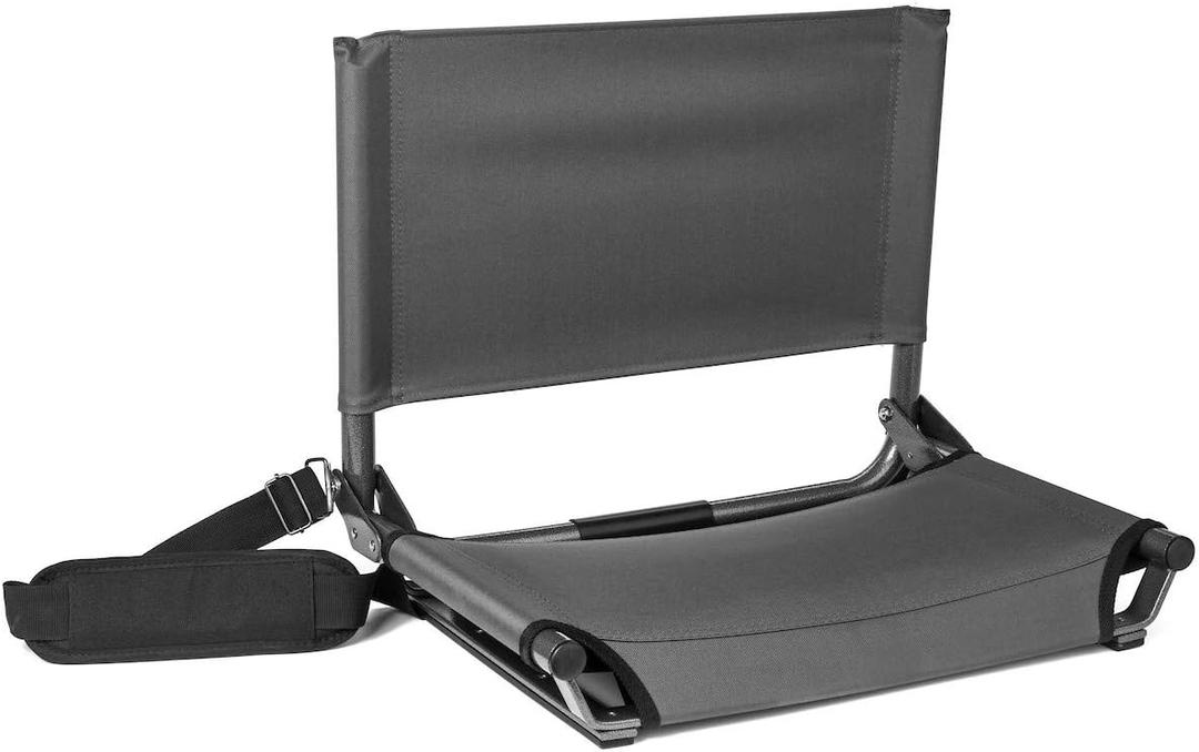 Cascade Mountain Tech Portable Folding Steel Stadium Seats for Bleachers , Grey, Regular - 17"