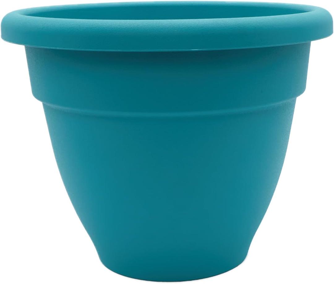 The HC Companies Caribbean Planter Pot - Outdoor & Indoor Plant Pot with Drainage Hole & Plug - Rolled Rim Plastic Pots for Plants & Flowers - Decorative Plant Pot (20" Dusty Teal, Pack of 1)