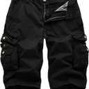 FOURSTEEDS Women's Cotton Zipper Front Multi-Pocket Twill Bermuda Women Cargo Shorts (2, Black)