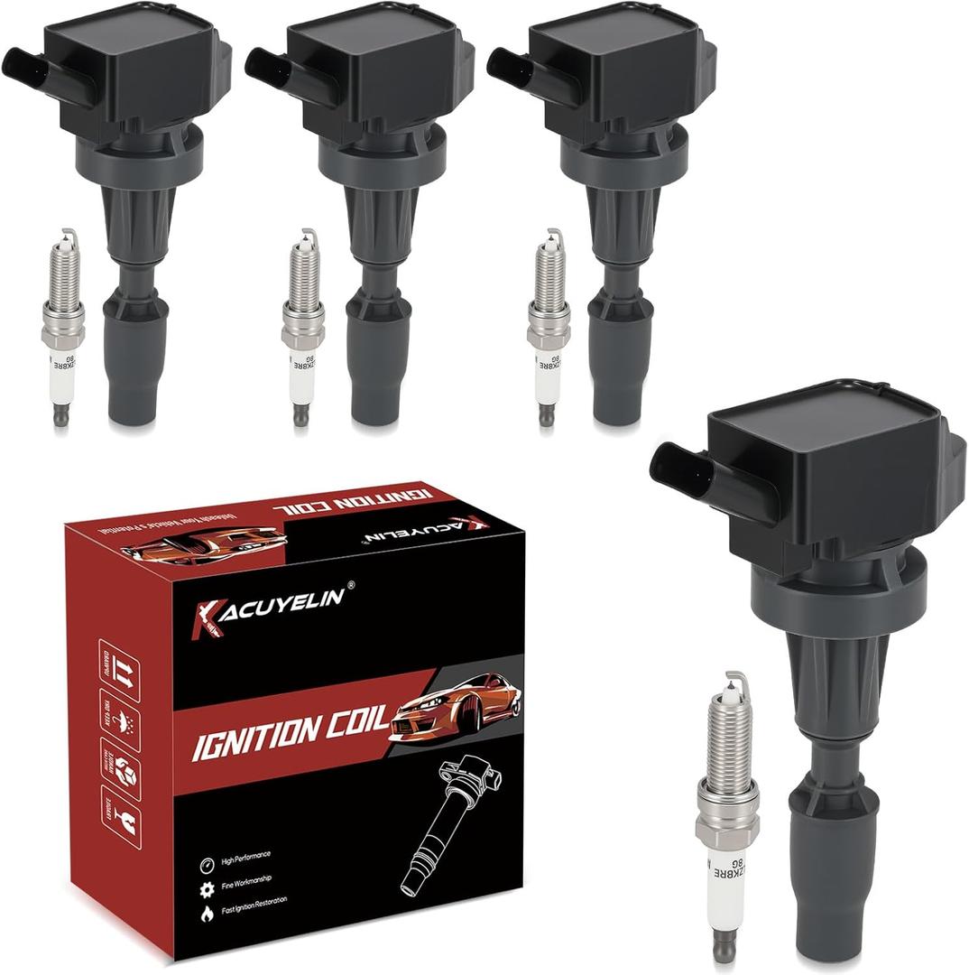 UF817 Ignition Coil Pack and Iridium-Platinum Spark Plugs Set of 4 Compatible with Hyundai Elantra Tucson Sonata Kia Forte Soul 2015-2022 1.6L L4 Replaces#GN10910