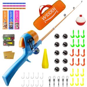 Kids Fishing Pole, Telescopic Fishing Rod, Toddler Collapsible Fishing Rod and Reel Combo with Tackle Box, Fishing Line, Bobber, and Soft Lures for Boy, Girl, Youth, Beginner, Over 4 Years Old (orange)