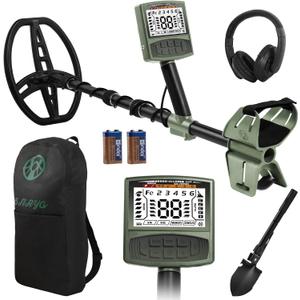 Metal Detector for Adults,Professional Higher Accuracy Metal Detector Kit with 12" IP68 Waterproof Search Coil with LCD Backlight,5 Modes,Gold Detector for Beach Hunting(Green)