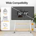 Easel Rolling TV Stand with Wheels - 32"-75" TVs, Heavy Duty Floor TV Mount with 2-Tier Storage Shelf & Hole Platform, 110lbs Capacity for Living Room/Bedroom