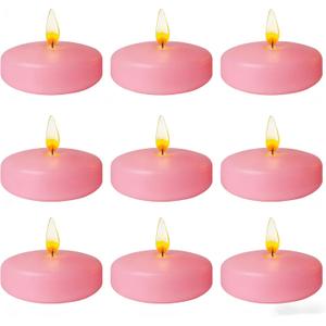Pink Floating Candles 3 inch 9 Pack - Floating Candles for centerpieces - Wedding Decor - Burning Time 8-10 Hours