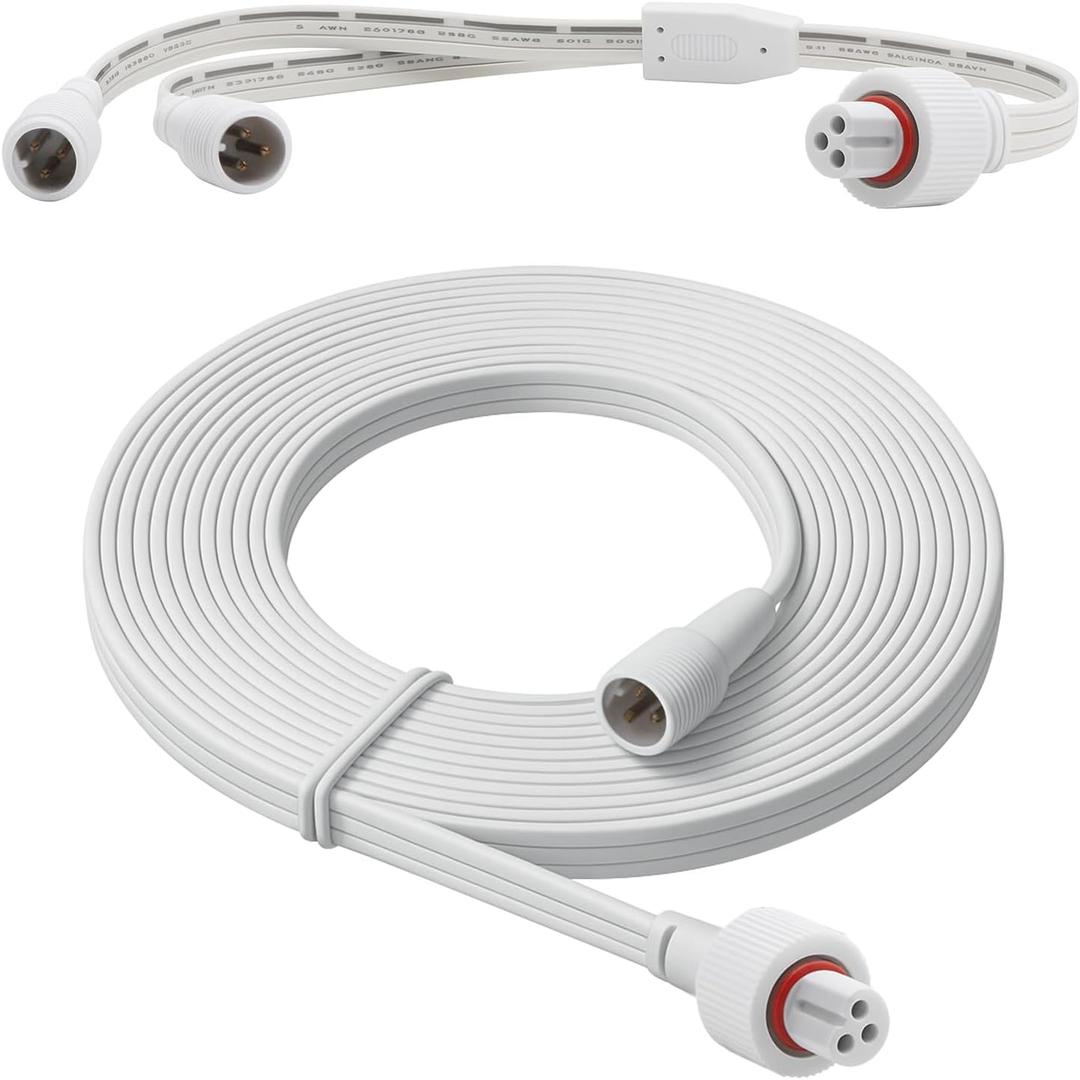 19.6FT IP68 Waterproof Outdoor Extension Cord for Govee Lights and Y-Splitter Cable Permanent Lighting Power Wire for Patio, Garden, Roof, Dots String Lights