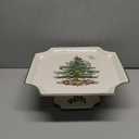 Spode Christmas Tree Footed Square Cake Plate - 10-Inch Holiday Cake Stand for Desserts, Cupcakes, and Treat Display - Made of Fine Porcelain with Iconic Christmas Tree Design, Dishwasher Safe