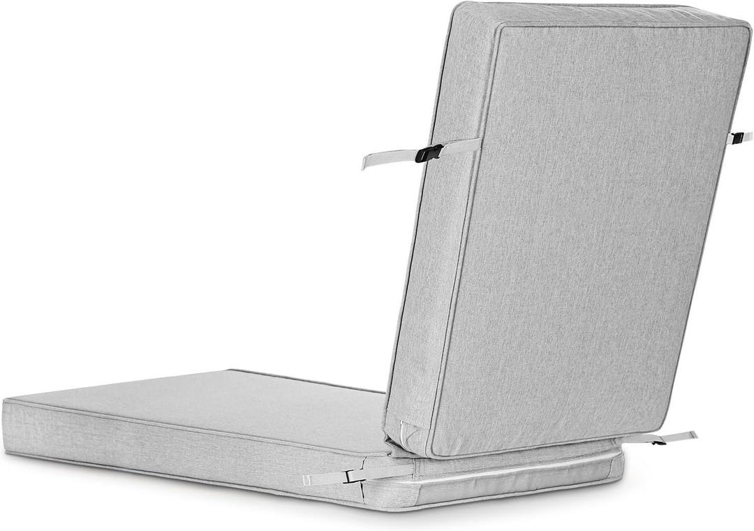 SUNROX All-Weather Fade-Resistant Lounge Chair Cushions DryFast Foam Chaise Lounge Cushions for Outdoor Furniture Patio Pool Lounge Chaise Cushions with Adjustable Straps 73x22 Inch, Heather Grey