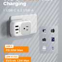 Italy Travel Plug Adapter PD 20W, TESSAN Type L Adapter for Travel with 4 Outlets 3 USB Ports (1 USB-C), Power Adaptor for US to Italy Chile Rome Uruguay Milan Libya