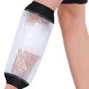 Waterproof Knee Cast Cover for Shower Adults, Reusable Cast Covers Protector for Knee After Surgery, Watertight Cast Bag for Bandage, Wound, Burns