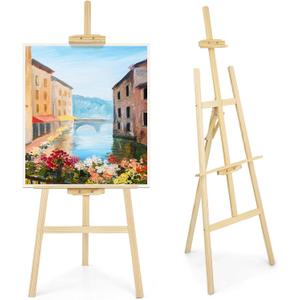 1Pc Wooden Easel for Painting-Adjustable Easel Stand for Painting and Canvas, Holds Up to 42", Lightweight Pine Art Easel Stand, Large Easel for Paint for Beginners, and Artists