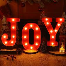 Christmas Decorations Indoor Home Decor - 3 LED 8.5 Inches Marquee Light Up JOY Letters Lights Sign, Battery Operated Christmas Signs for Mantel Home Bar Party Bedroom Wall Fireplace Xmas Decor, Red