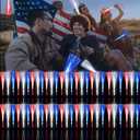 72 Pack Red Blue White Fiber Optic Wands Glow Fiber Wands Bulk LED Light Up Wands with 3 Flashing Modes LED Flashing Sticks for July 4th Halloween Christmas Hawaii Carnival Wedding Birthday