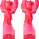 O2COOL Deluxe Handheld Battery Powered Water Misting Fan (Raspberry) 2 Pack (Pink)