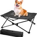 Elevated Dog Bed with Breathable Mesh, Folding Dog Cot Bed Raised Cooling Pet Bed with Carrying Bag Portable Camping Cot for Indoor and Outdoor, 30x30x11.8 inch (Black, Large)