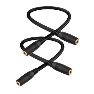 Seadream 2Pack 2.5mm Female to 2.5mm Female Audio Extension Cable 1FT 3 Pole Gold Plated