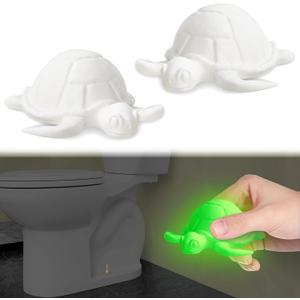 Sea Turtle Toilet Bolt Covers Decorative, 2PCs Glow in The Dark PLA Toilet Bowl Floor Caps Luminous Green, Fun Bathroom Decor Accessories Rust Prevention