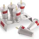 HAZEL Aluminium Kulfi Mould Set of 6 & 12 Ice cream Sticks | Reusable Ice Cream & Popsicle Maker | DIY Kulfi Molds for Homemade Frozen Treats, Ice Pops & Desserts (6 pcs Cone With Stand (Hole Lid))