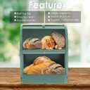 Stainless Steel Bread Box, 2 Layer Roll Top Bread Boxes, Large Capacity Food Storage Container for Kitchen Counter, Metal Bread Bin, Bread Holder for Countertop 11.8" x 9.6" x 12.8" (Green), 12.6" L x 9.7" W x 12.8" H