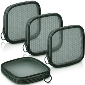 Weewooday 4 Pcs Mesh Makeup Bag Mesh Cosmetic Bag Travel Toiletry Pouch with Zipper Mini Makeup Cosmetic Purse for Daily Accessory(Small,Olive Green)