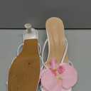 MakeMeChic Women's Open Toe Floral Kitten Heels Flower Summer Beach Sandals (6.5, White)