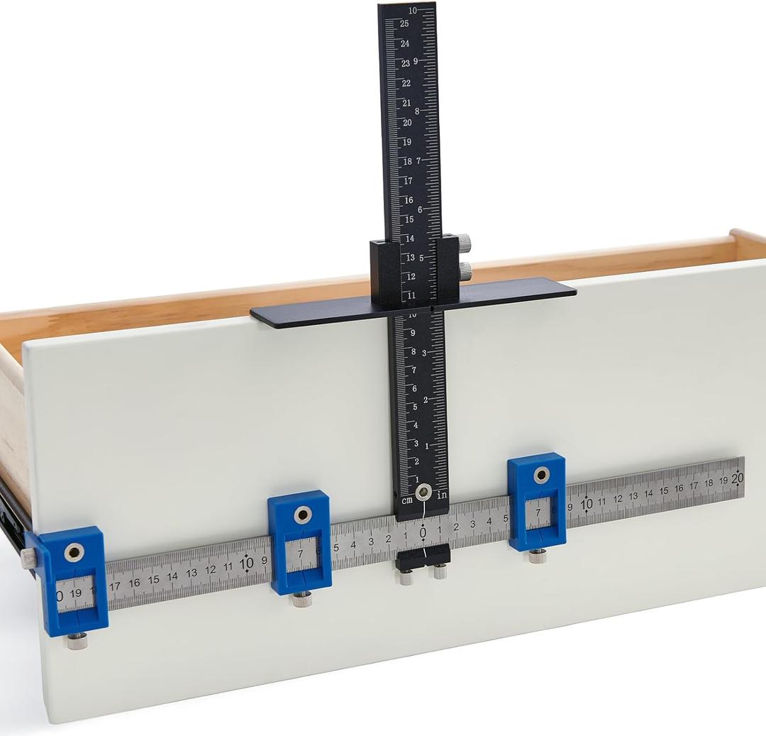 VEVOR Cabinet Hardware Jig, Aluminum Alloy and Stainless Steel Cabinet Handle Jig with Center Punch, Adjustable Cabinet Hardware Template for Installation of Door Drawer Front Knobs Handles and Pulls