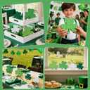 2 x St. Patrick's Day Shamrock Decorations,Wooden Saint Patrick Day Irish Ornament Wood Sign Tiered Tray Decor Set of 4,Green Clover Table Top Decoration for Home, Shelf, Door,Office Party