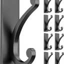 8-Pack Adhesive Coat Hooks for Door: 10LB Designer Wall Hook for Hanging Towel, Bathroom, Heavy Duty Stainless Stick on Hanger, Black