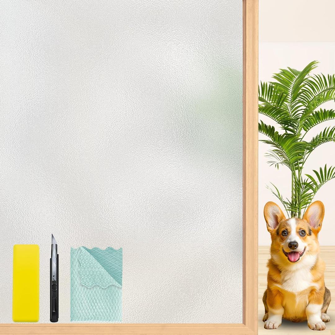 Niviy Frosted Glass Window Film 29.5 x 78.7 Inch Bathroom Window Privacy Film Static Cling Day and Night Home Shower Door Decorative Frosting Cover (Pure)