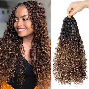 Goddess Box Braids Crochet Hair With Curly Ends 14 Inch Bohomian Box Braids Crochet Braids 8 Packs 3X Crochet Braids Synthetic Braiding Hair Extension for Black Women (14 Inch (Pack of 8), 4-30)