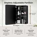 16x24 Medicine Cabinet with Mirror, Aluminum Bathroom Wall Organizer, Pre-Assembled, Center Partition for Tall Bottles, 6 Adjustable Shelves, Soft-Close, Recessed/Surface Mount, Matte Black