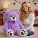 HollyHOME Teddy Bear Stuffed Animal Plush Giant Teddy Bears with Footprints Big Bear 36 inch Purple