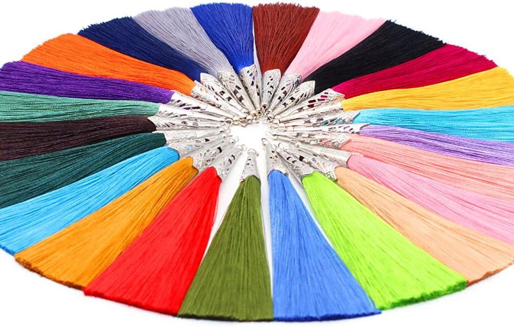 30 Pieces 4.7inch Long Floss Silk Tassel with Hollow Cone Metal Cap Rings Graduation Cap Tassels for Bookmarks Earring Dreamcatcher Jewerly Making Curtain Decorations(Multi)